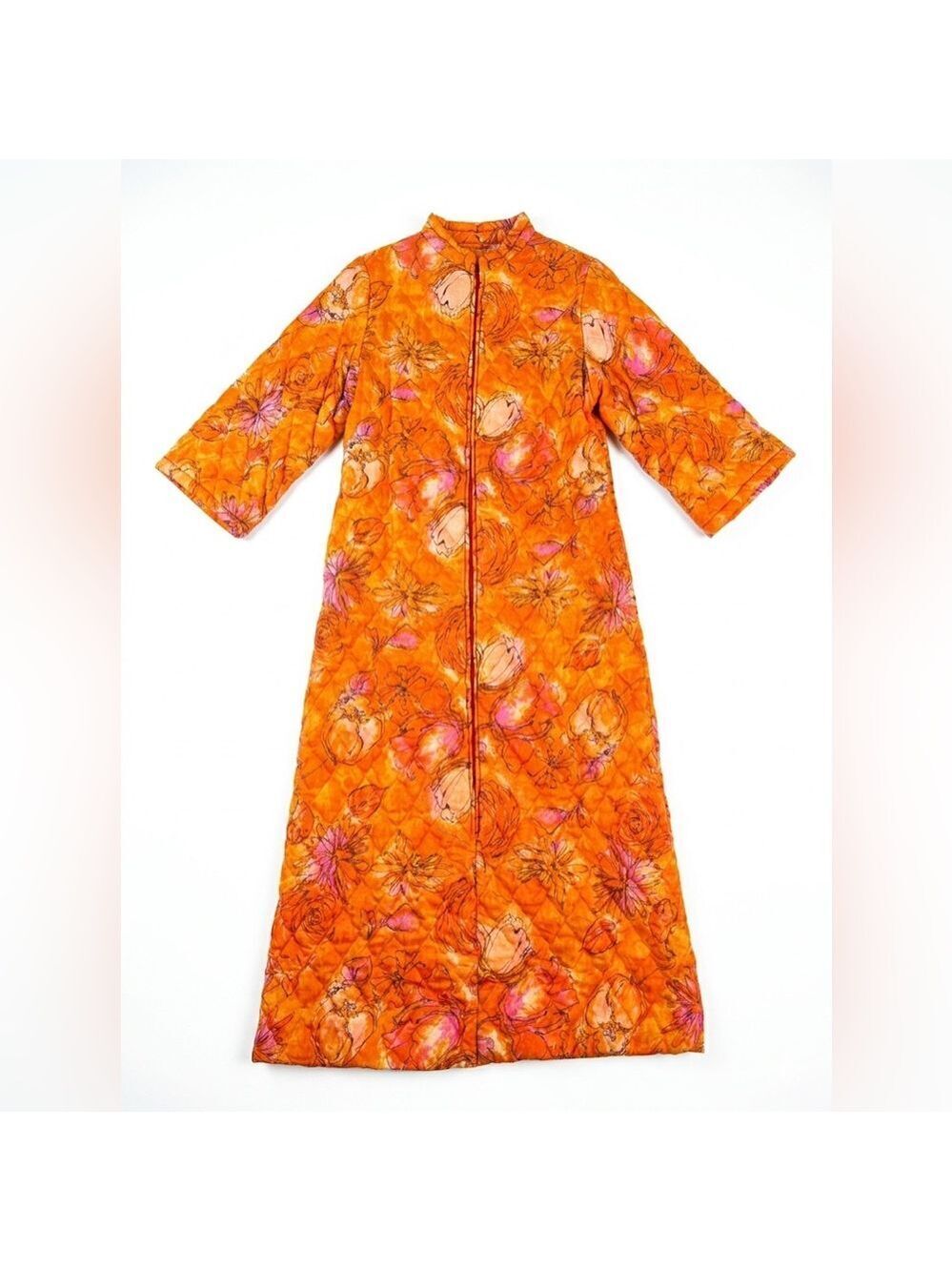 1960s Burnt Orange Loungees Puffer Housedress